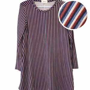 Pinc Ribbed Knit Dress Women’s Large Long Sleeve Stripe Swing Fit Multicolor